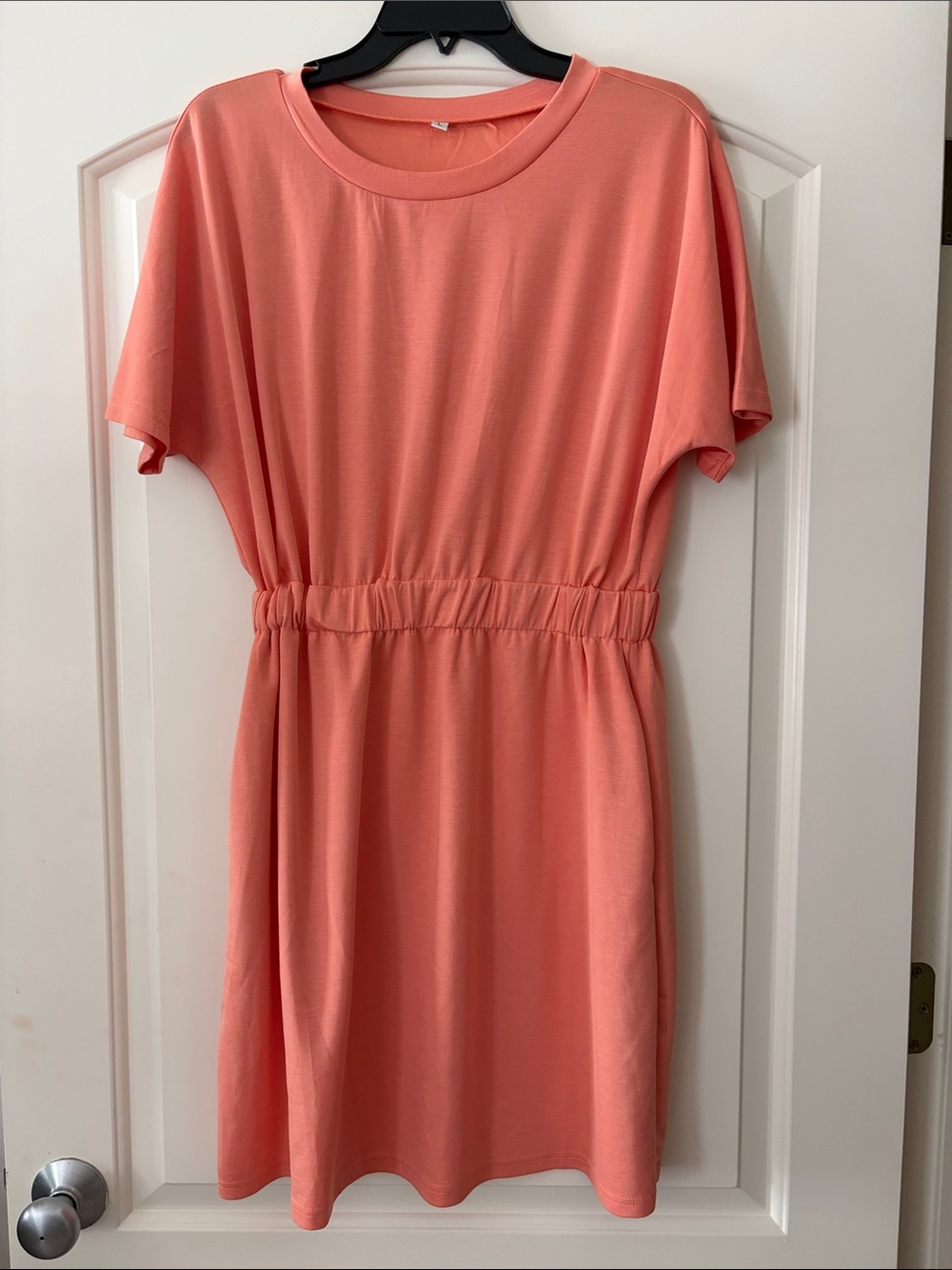 Coral Elastic-Waist T-Shirt Dress